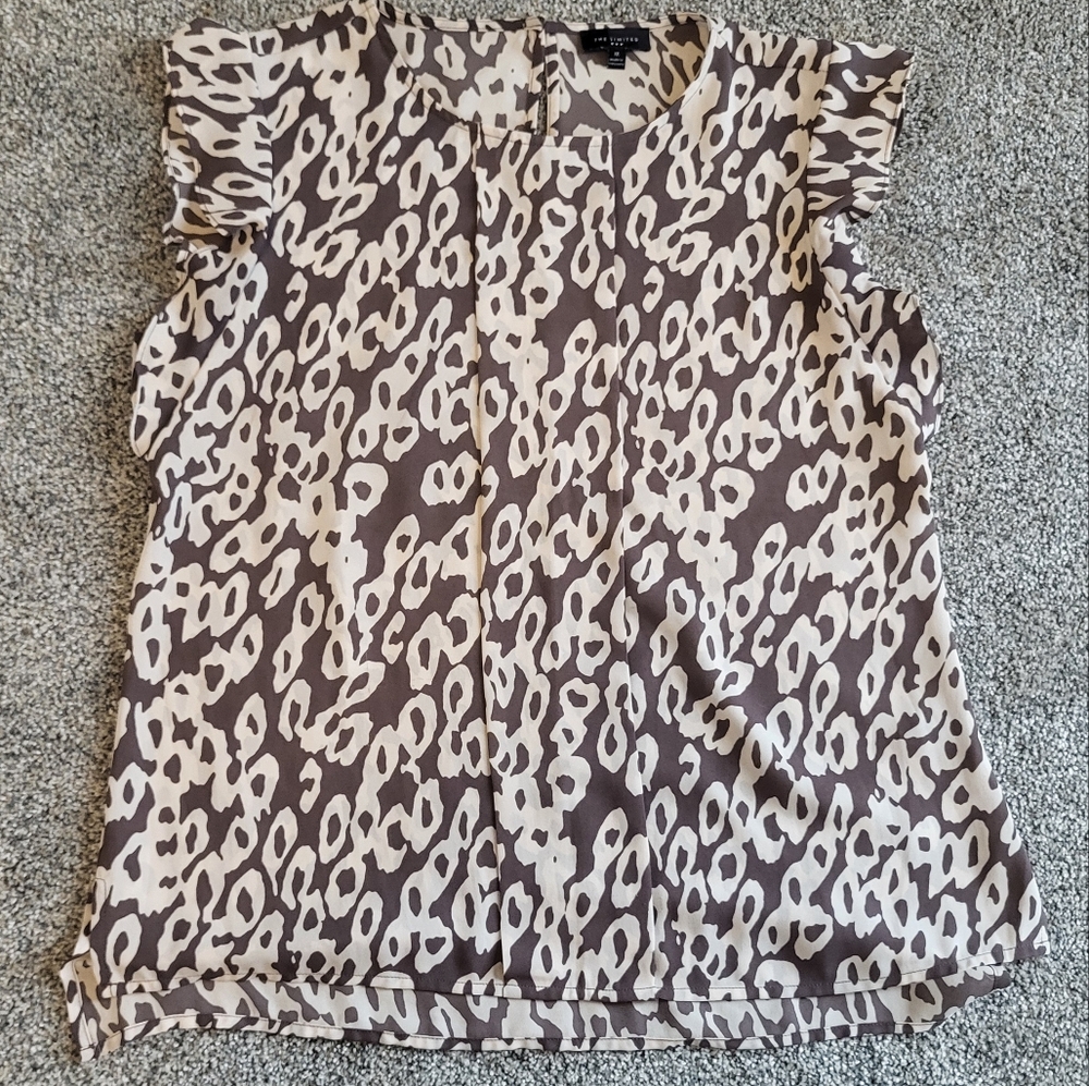 The Limited Cream and Brown Leopard Print Blouse